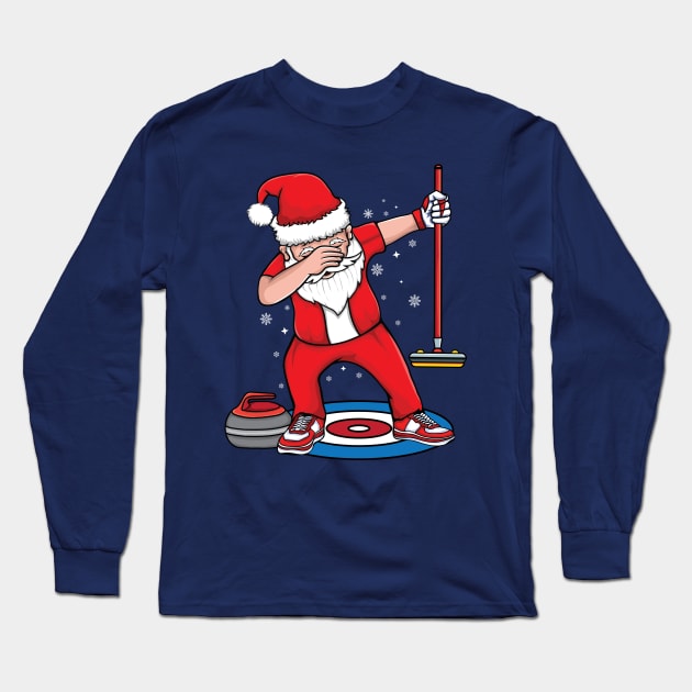 Dabbing Santa Curling player curling Broom curler Curling Long Sleeve T-Shirt by UNXart